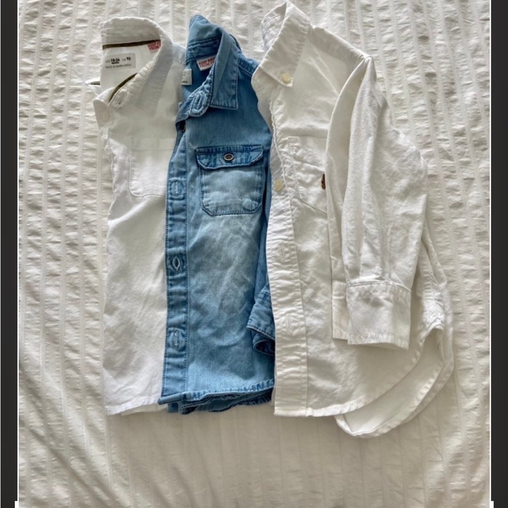 Bundle Basic cotton White and Blue Button-Up Shirts 18-24 Zara/Gap